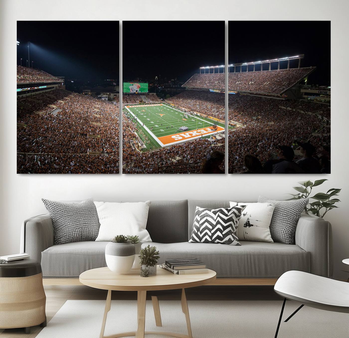 54995-MGV-CV-36X24-University of Texas Longhorns Football Team Print – Darrell K Royal Texas Memorial Stadium Canvas Wall Art for Home, Office