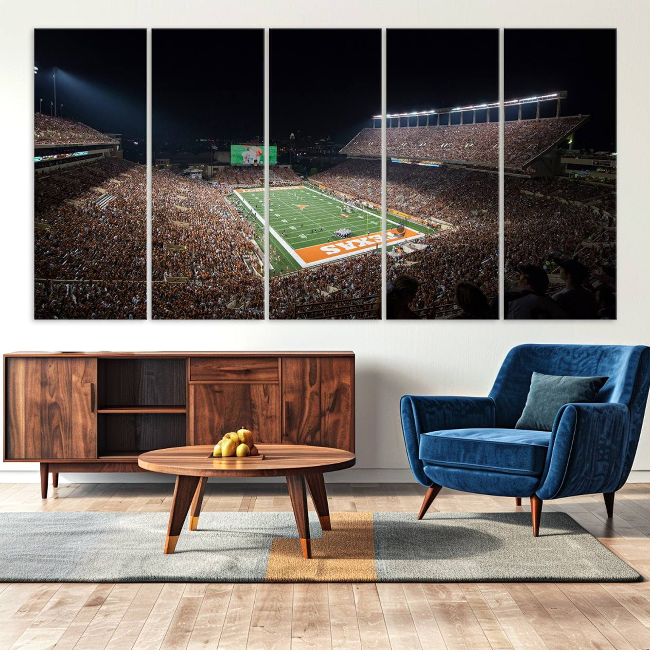 54995-MGV-CV-36X24-University of Texas Longhorns Football Team Print – Darrell K Royal Texas Memorial Stadium Canvas Wall Art for Home, Office