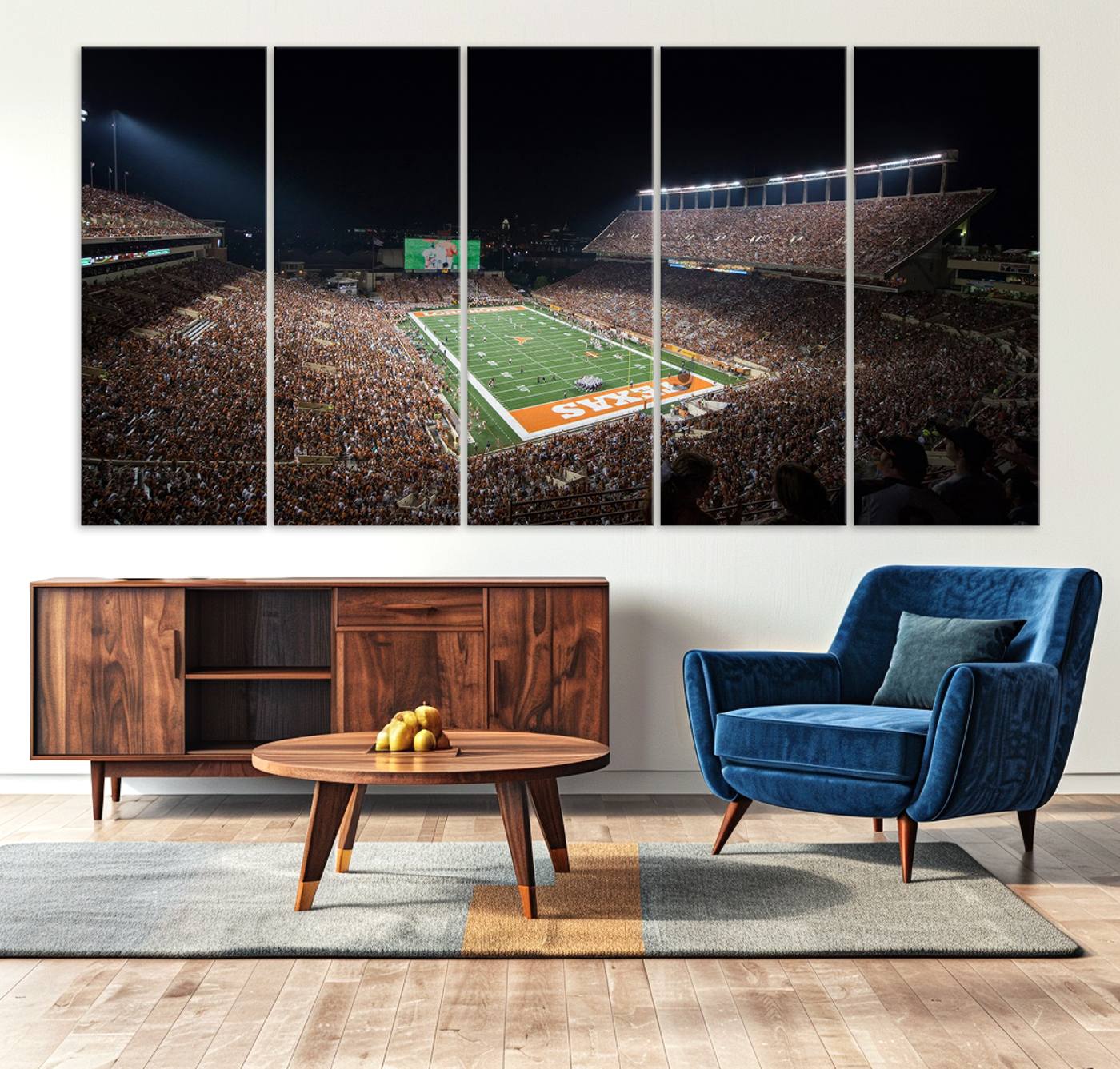 54995-MGV-CV-36X24-University of Texas Longhorns Football Team Print – Darrell K Royal Texas Memorial Stadium Canvas Wall Art for Home, Office