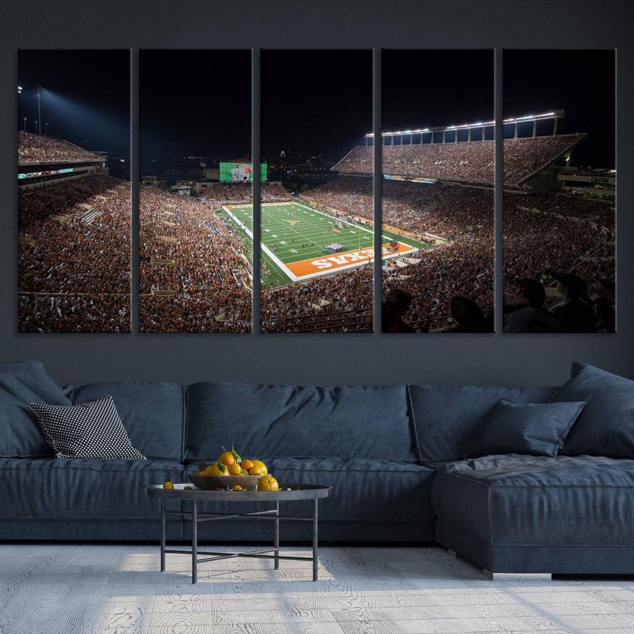 54995-MGV-CV-36X24-University of Texas Longhorns Football Team Print – Darrell K Royal Texas Memorial Stadium Canvas Wall Art for Home, Office