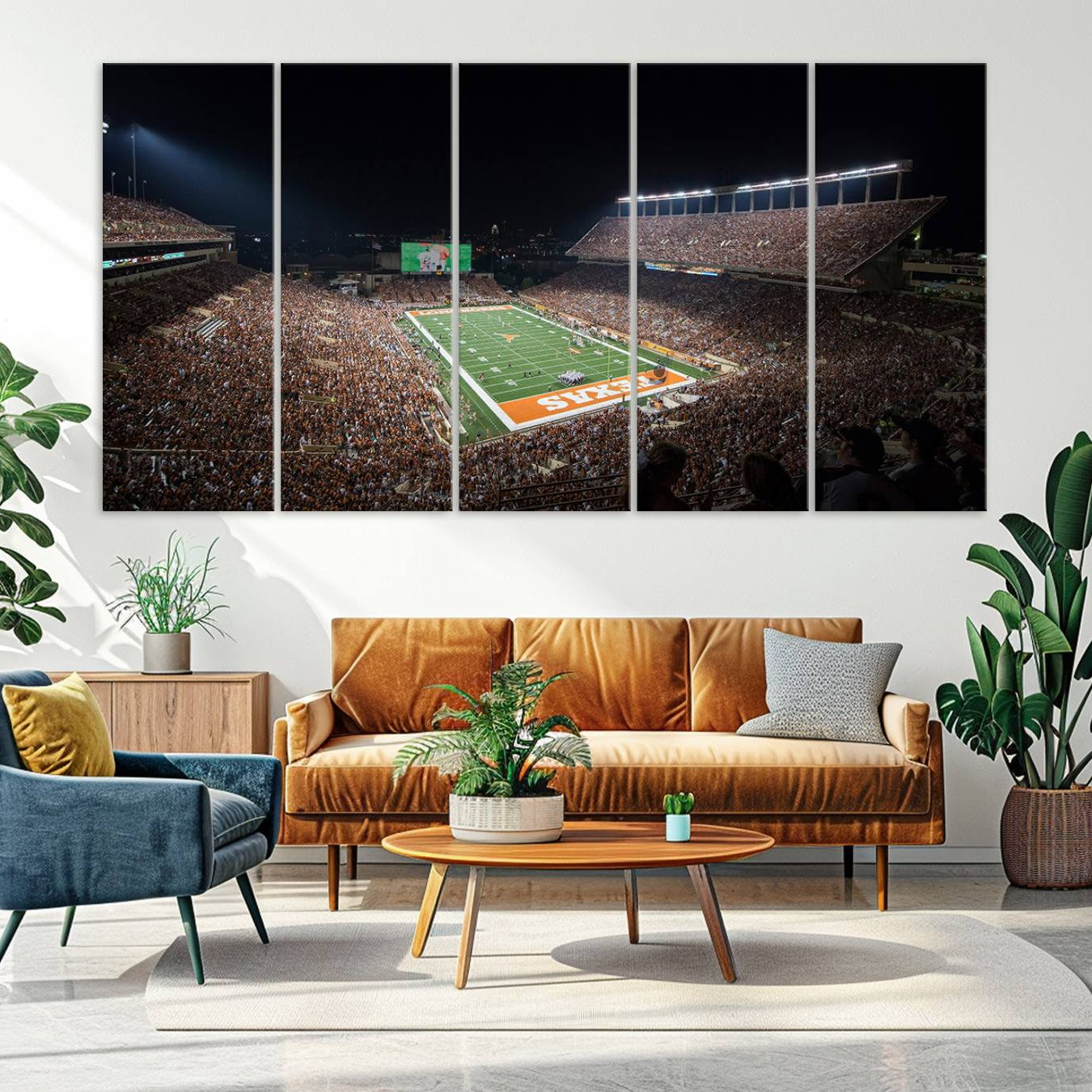 54995-MGV-CV-36X24-University of Texas Longhorns Football Team Print – Darrell K Royal Texas Memorial Stadium Canvas Wall Art for Home, Office