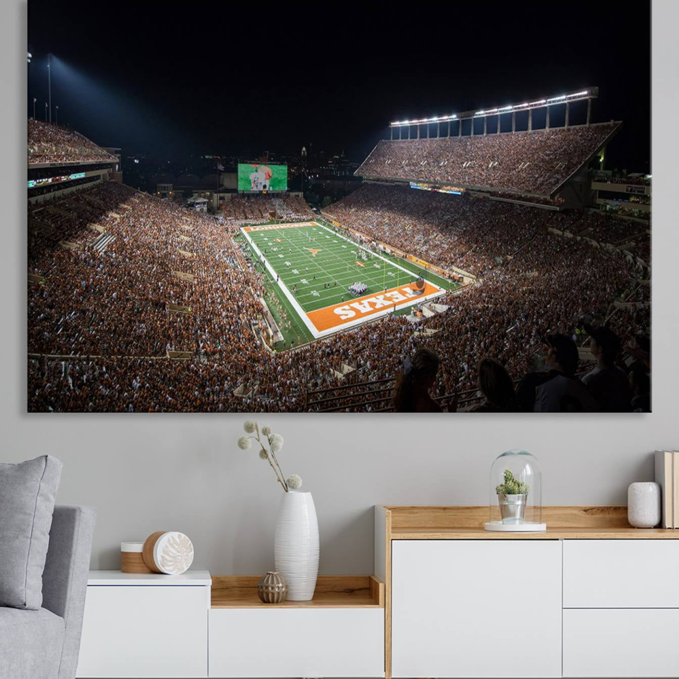 54995-MGV-CV-36X24-University of Texas Longhorns Football Team Print – Darrell K Royal Texas Memorial Stadium Canvas Wall Art for Home, Office