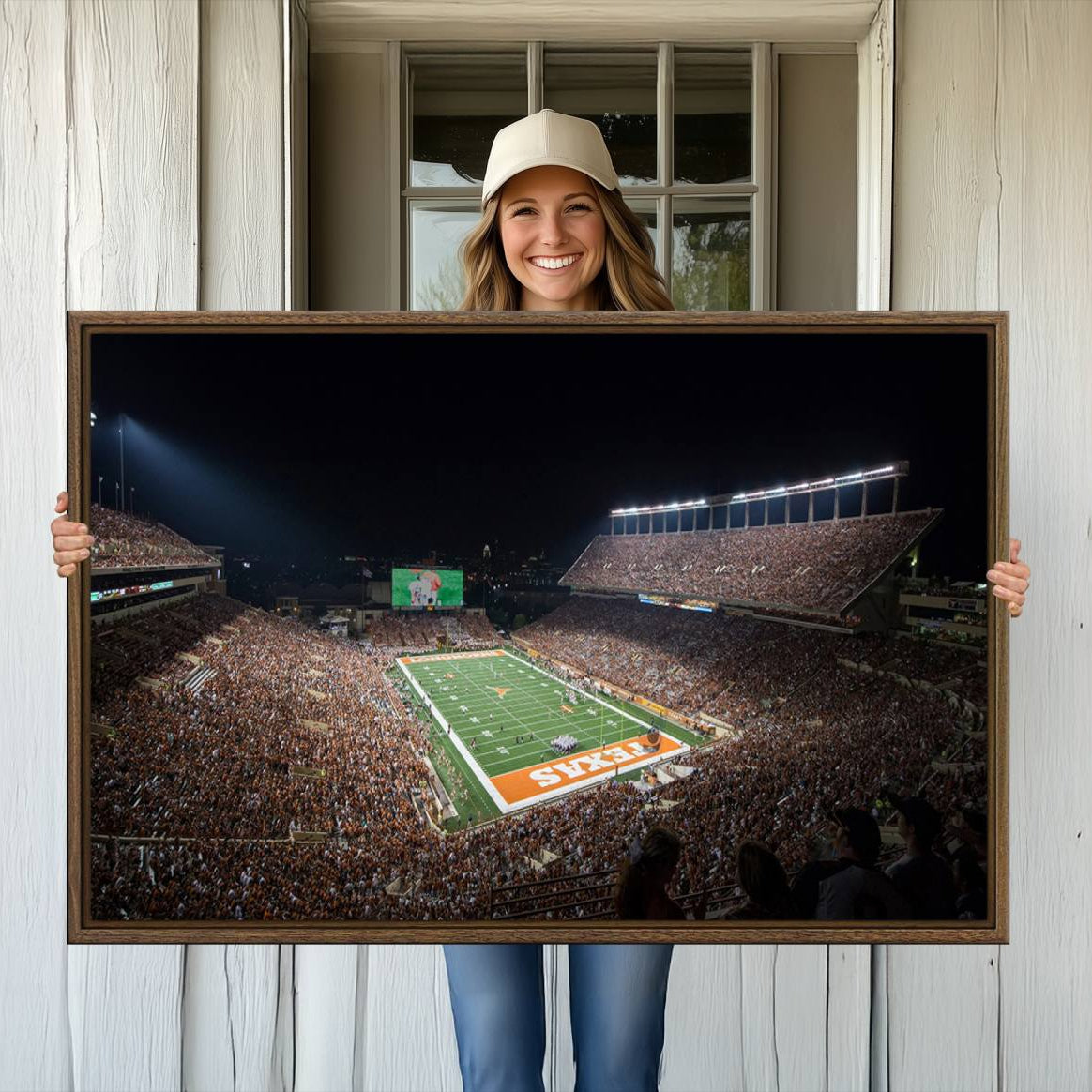 54995-MGV-CV-36X24-University of Texas Longhorns Football Team Print – Darrell K Royal Texas Memorial Stadium Canvas Wall Art for Home, Office