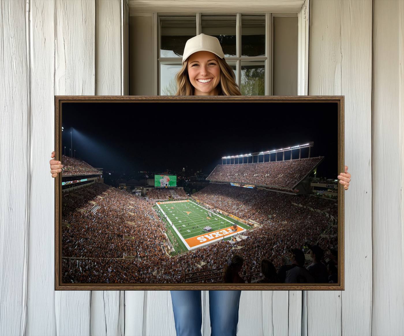 54995-MGV-CV-36X24-University of Texas Longhorns Football Team Print – Darrell K Royal Texas Memorial Stadium Canvas Wall Art for Home, Office