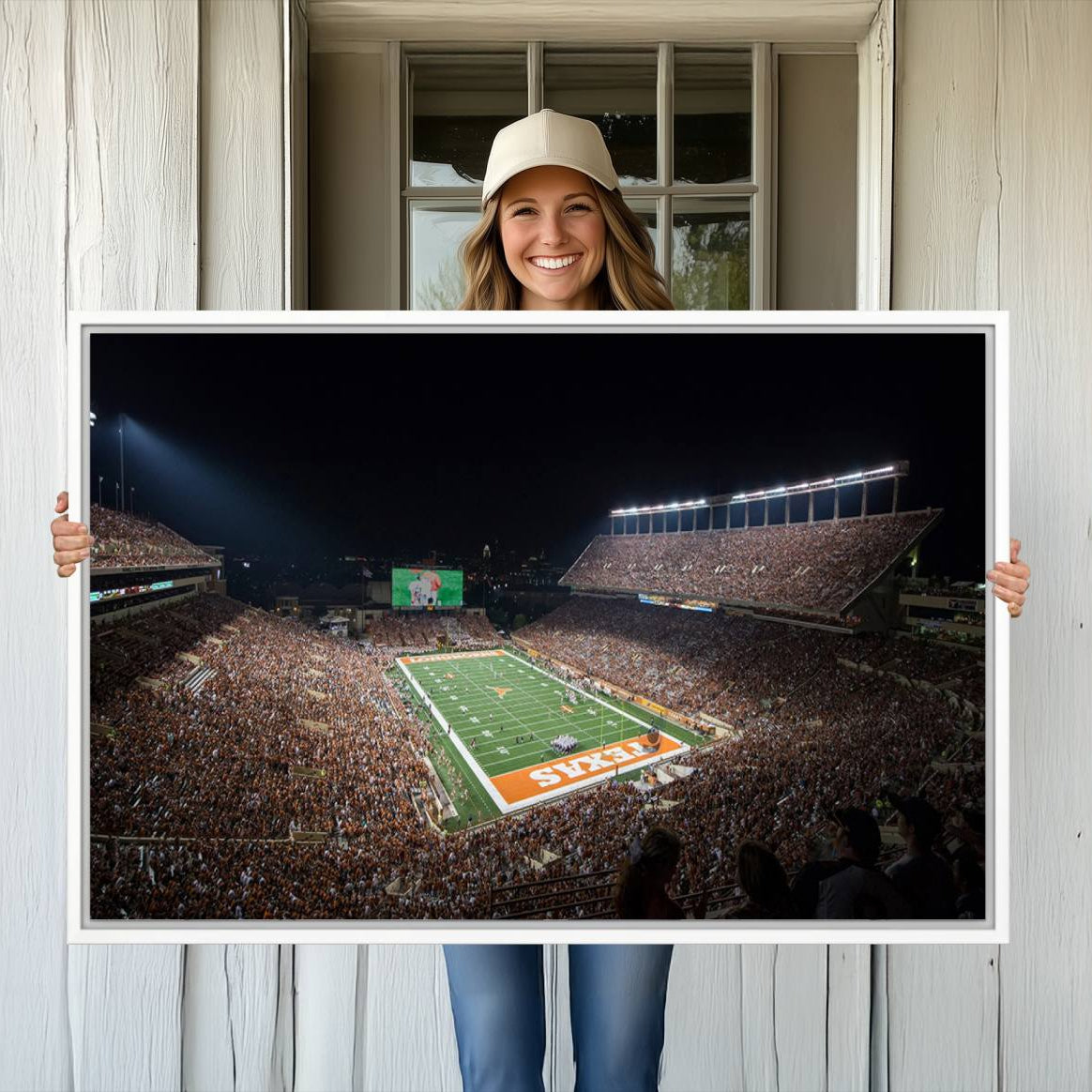 54995-MGV-CV-36X24-University of Texas Longhorns Football Team Print – Darrell K Royal Texas Memorial Stadium Canvas Wall Art for Home, Office