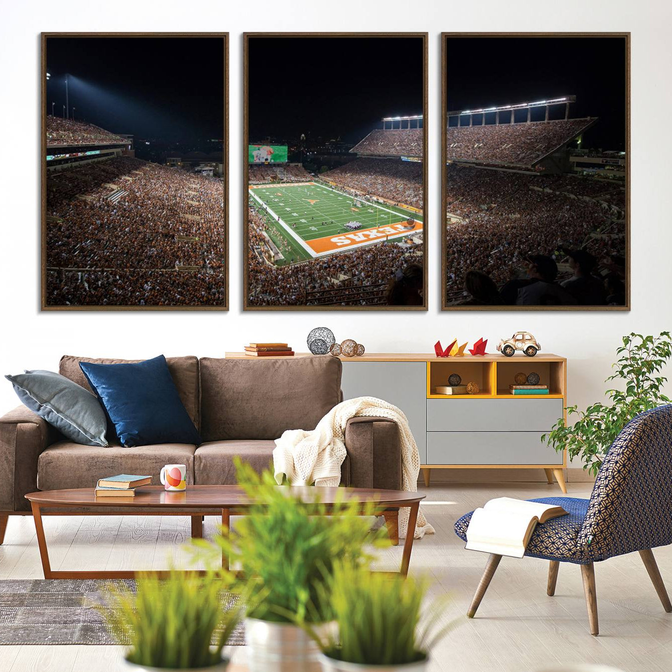 54995-MGV-CV-36X24-University of Texas Longhorns Football Team Print – Darrell K Royal Texas Memorial Stadium Canvas Wall Art for Home, Office