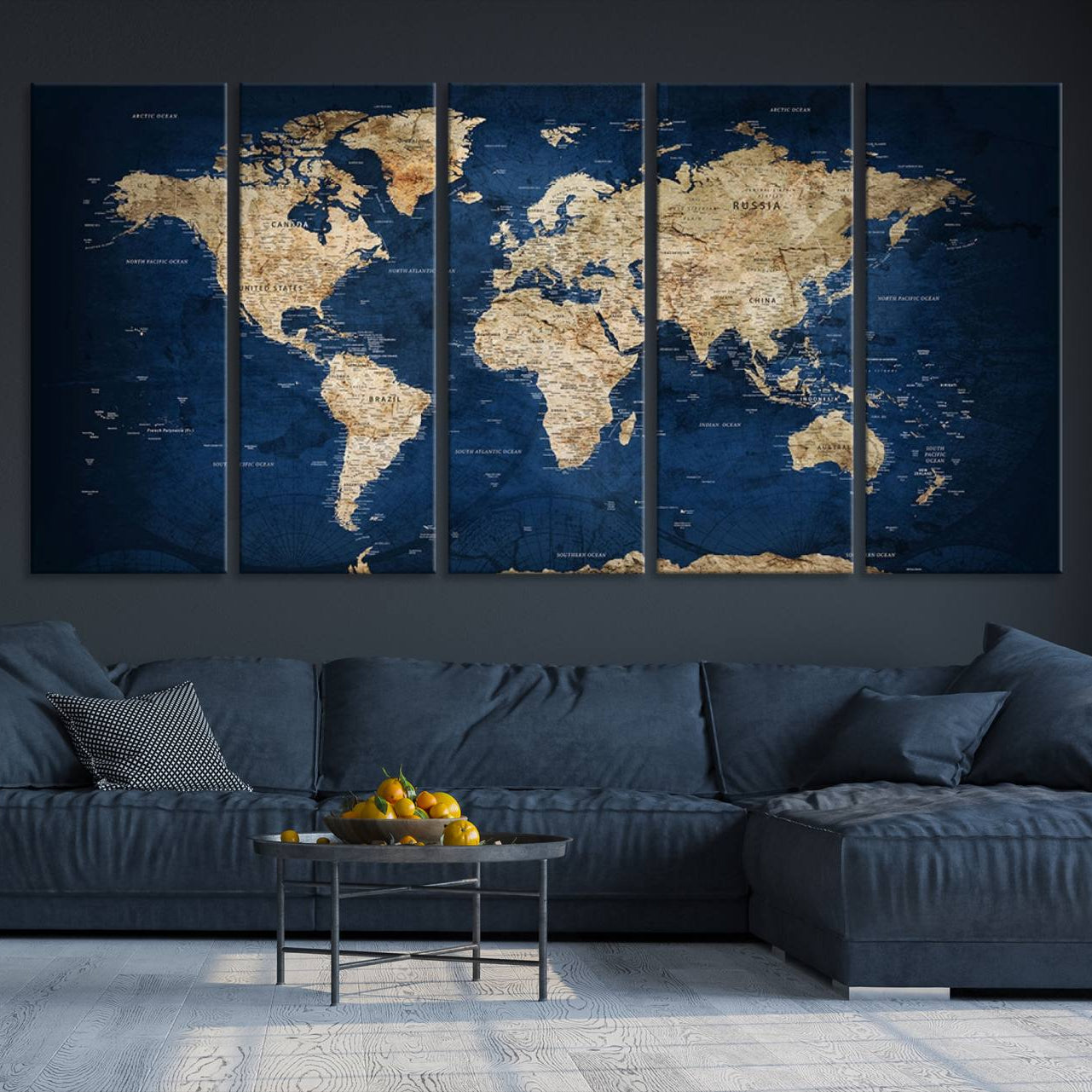 -Push Pin World Map Canvas Print – Framed Wall Art for Couples to Track Their Travels – Anniversary