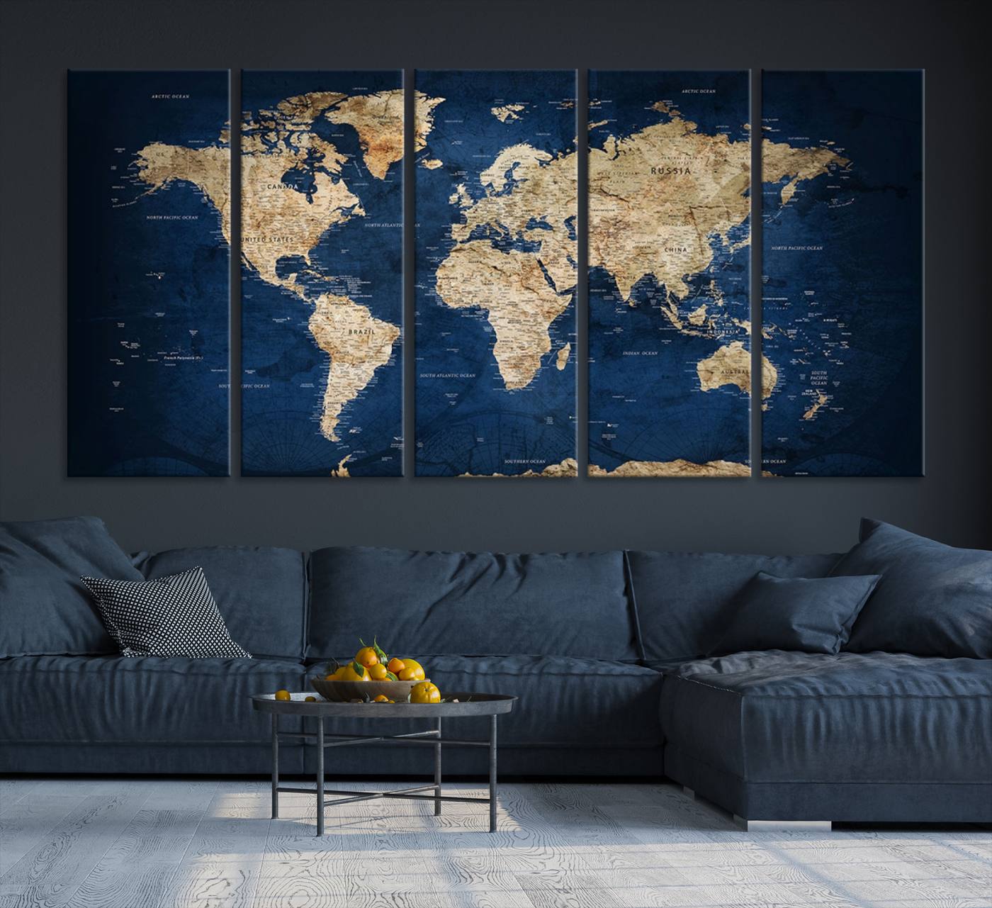 -Push Pin World Map Canvas Print – Framed Wall Art for Couples to Track Their Travels – Anniversary