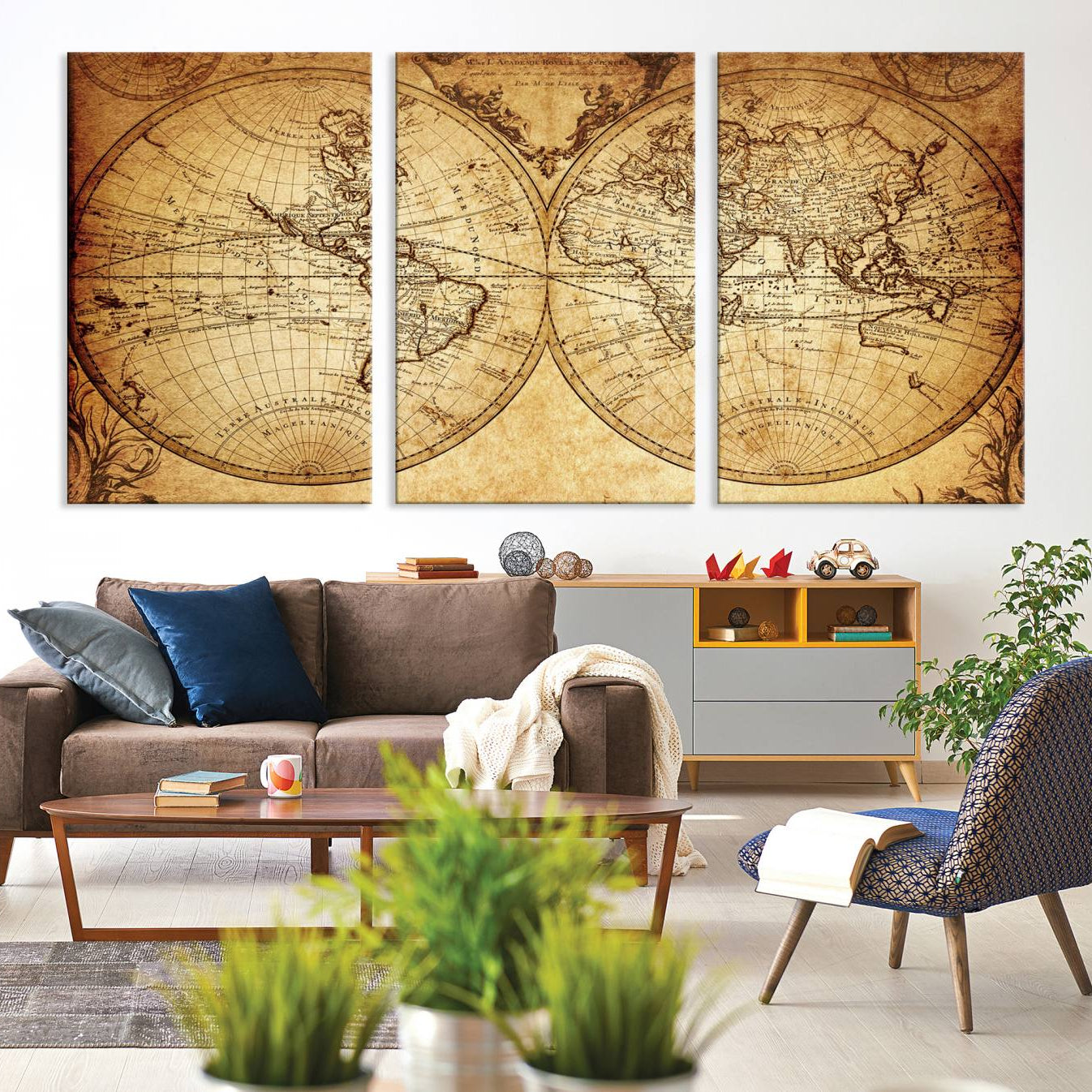 -Push Pin World Map Canvas Print – Framed Wall Art for Couples to Track Their Travels – Anniversary
