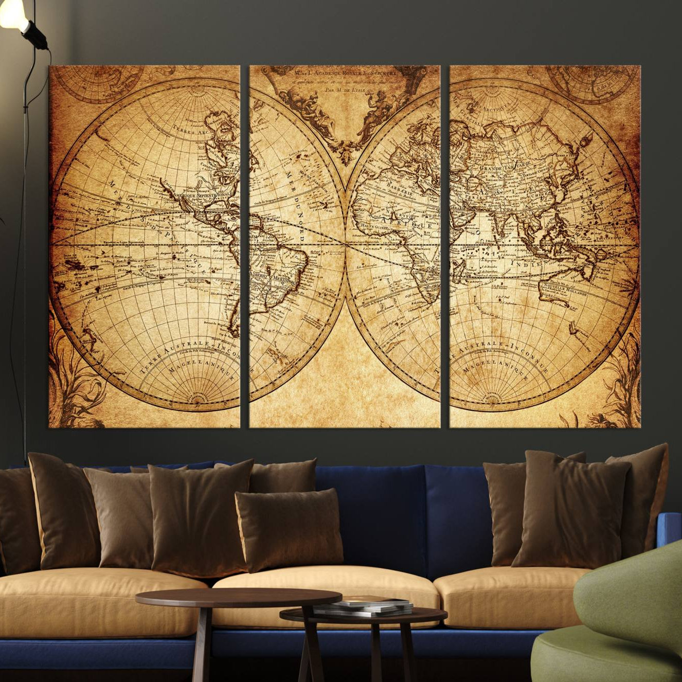 91276-MGV-CV-36X24-Push Pin World Map Canvas Print – Travel Tracker Wall Art for Couples, Perfect Anniversary Gift for Home or Office Decor
