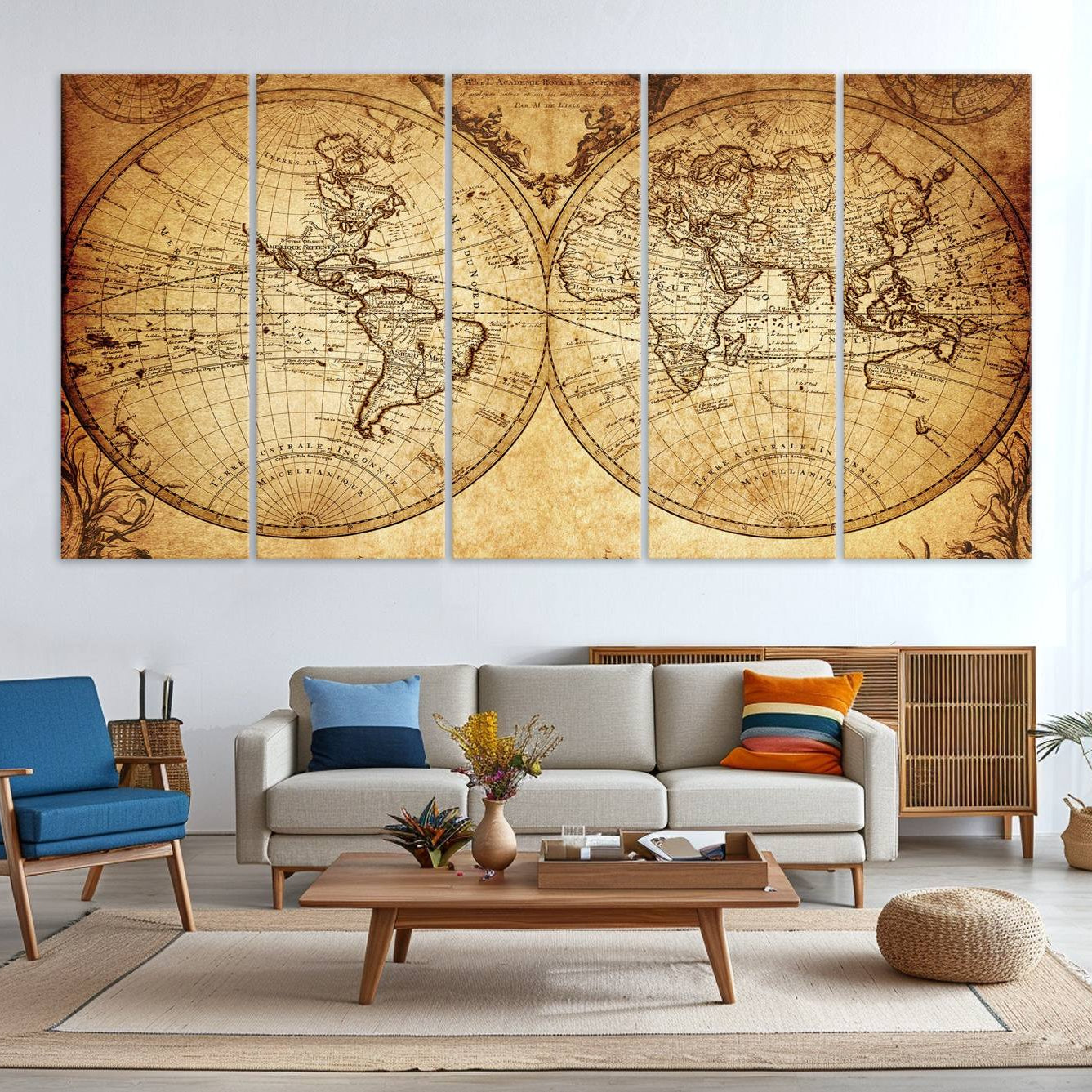 -Push Pin World Map Canvas Print – Framed Wall Art for Couples to Track Their Travels – Anniversary