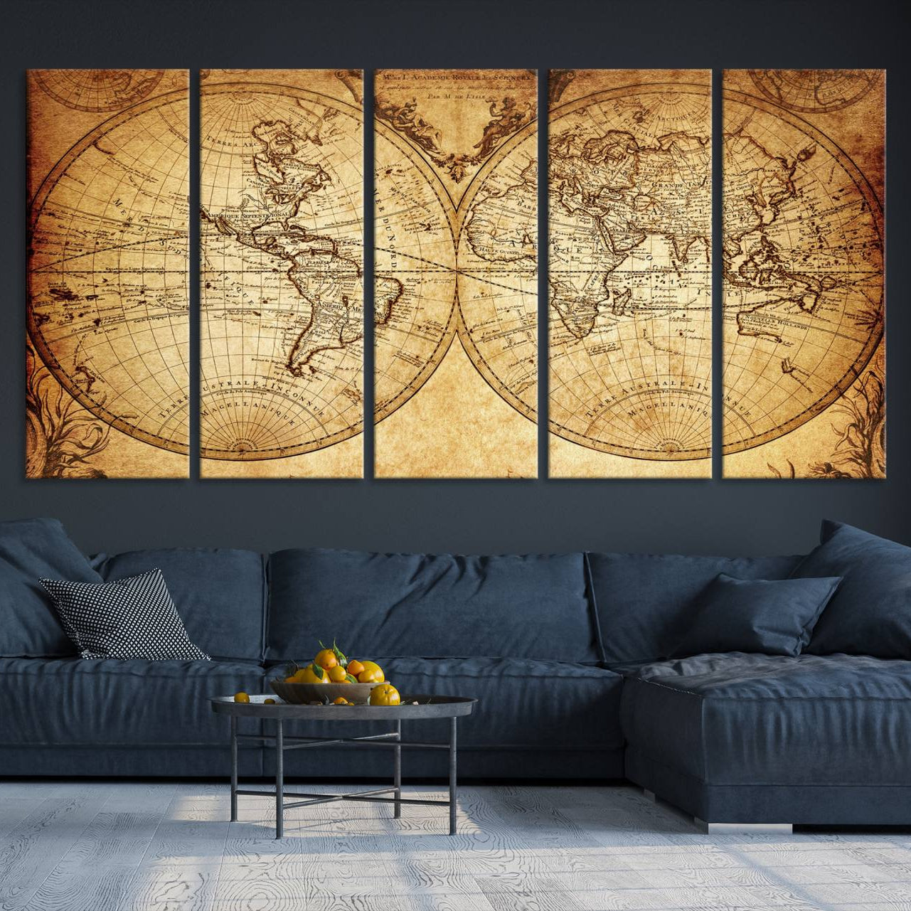 -Push Pin World Map Canvas Print – Framed Wall Art for Couples to Track Their Travels – Anniversary