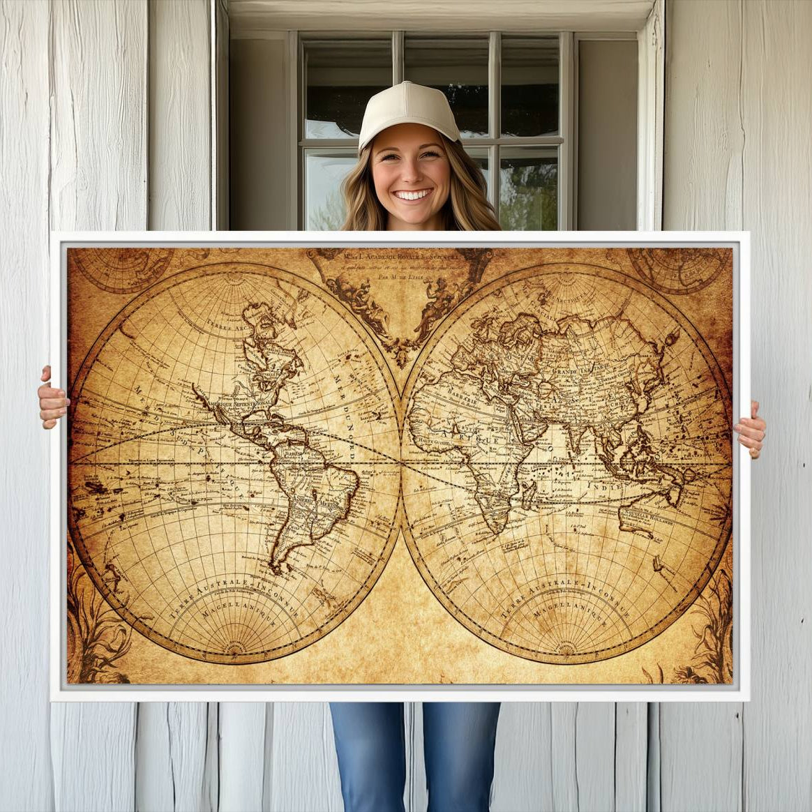 -Push Pin World Map Canvas Print – Framed Wall Art for Couples to Track Their Travels – Anniversary