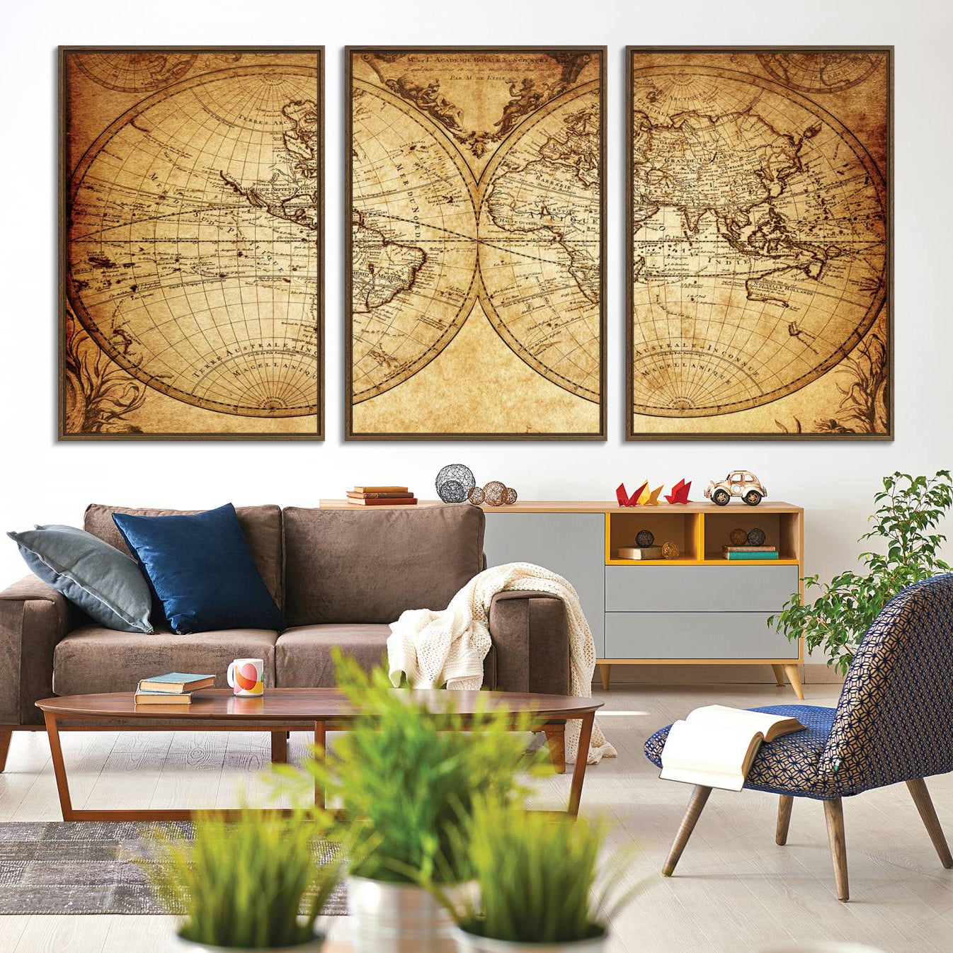 -Push Pin World Map Canvas Print – Framed Wall Art for Couples to Track Their Travels – Anniversary
