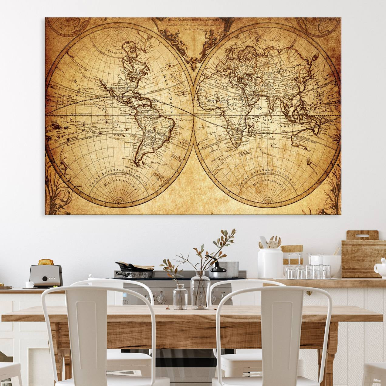 -Push Pin World Map Canvas Print – Framed Wall Art for Couples to Track Their Travels – Anniversary