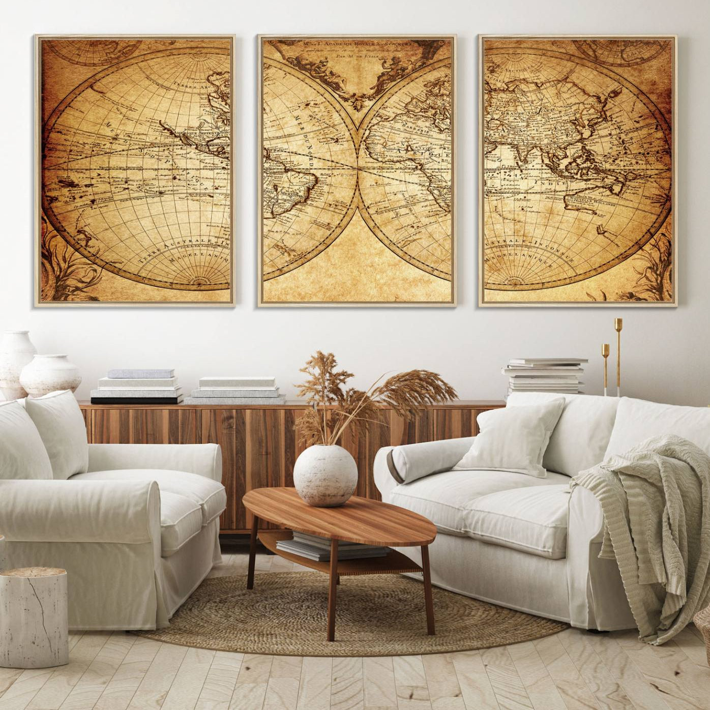 91276-MGV-FC-60X30-3P_Natural-Push Pin World Map Canvas Print – Framed Wall Art for Couples to Track Their Travels – Anniversary