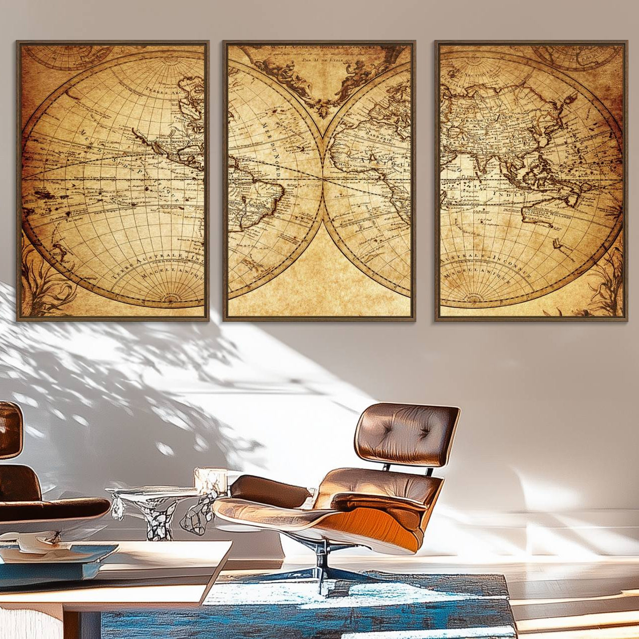 91276-MGV-FC-60X30-3P_Walnut-Push Pin World Map Canvas Print – Framed Wall Art for Couples to Track Their Travels – Anniversary