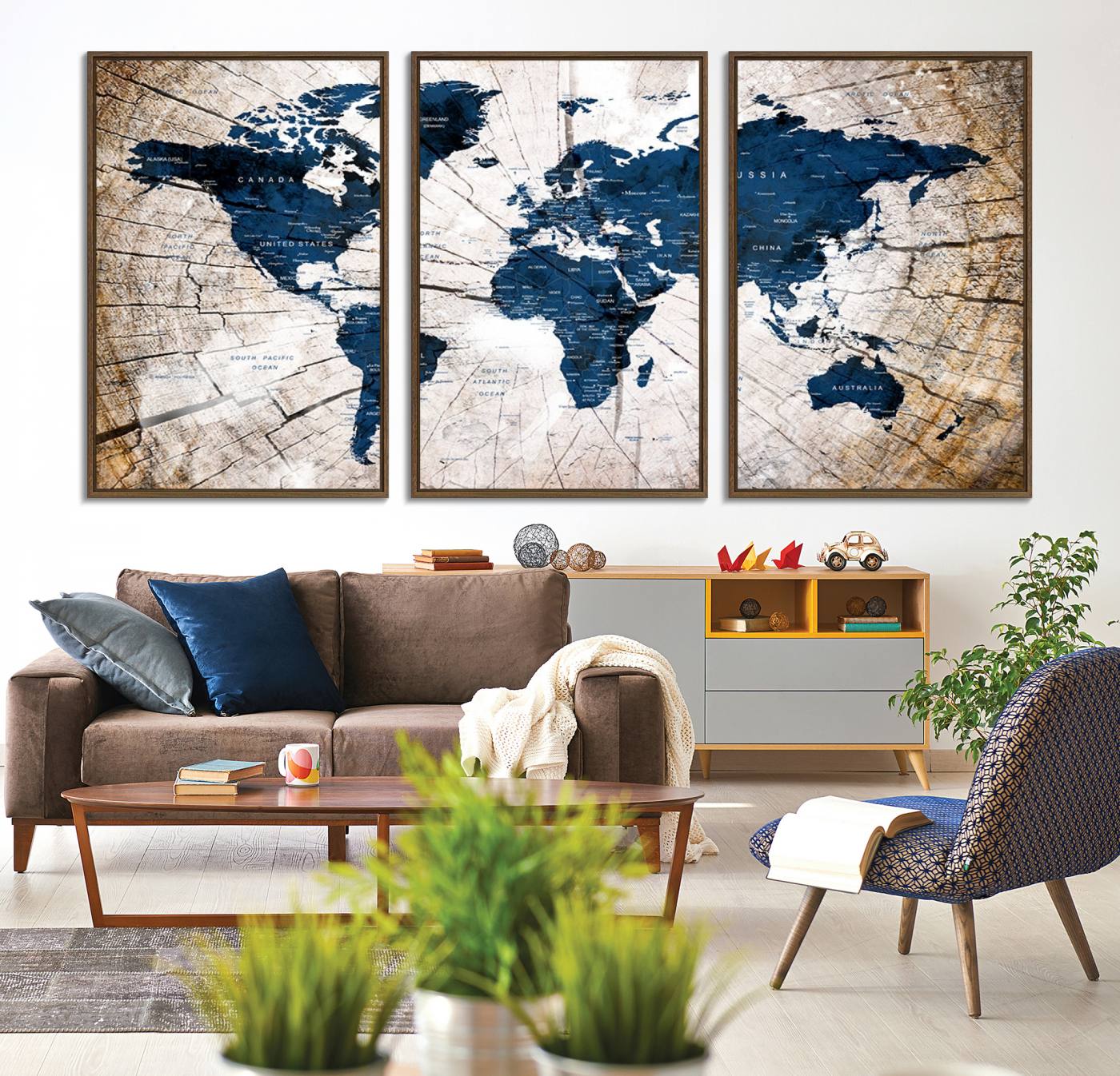 -Push Pin World Map Canvas Print – Framed Wall Art for Couples to Track Their Travels – Anniversary