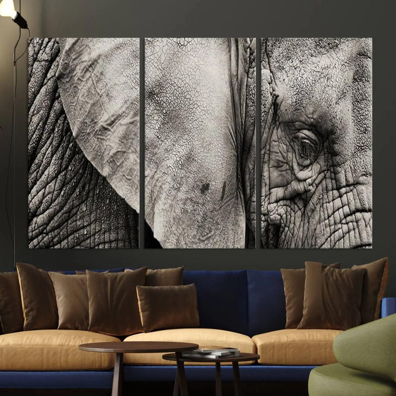 -Wall Art Animal Canvas Print Close Taken Elephant with Big Ivories