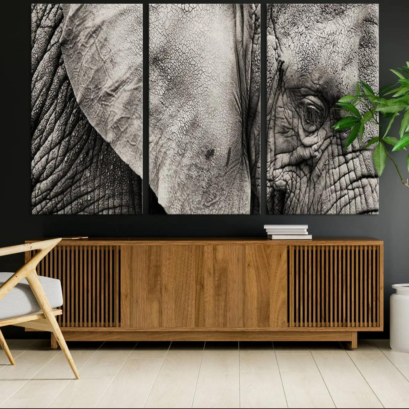 -Wall Art Animal Canvas Print Close Taken Elephant with Big Ivories