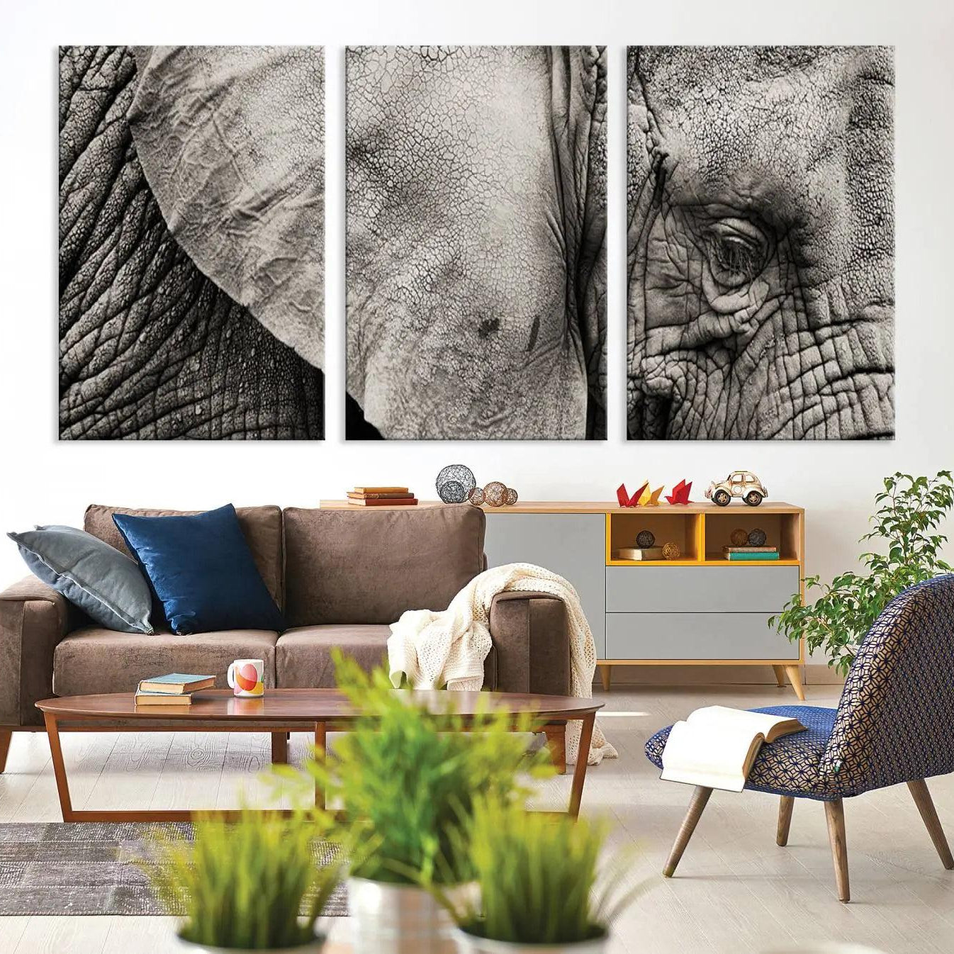 -Wall Art Animal Canvas Print Close Taken Elephant with Big Ivories