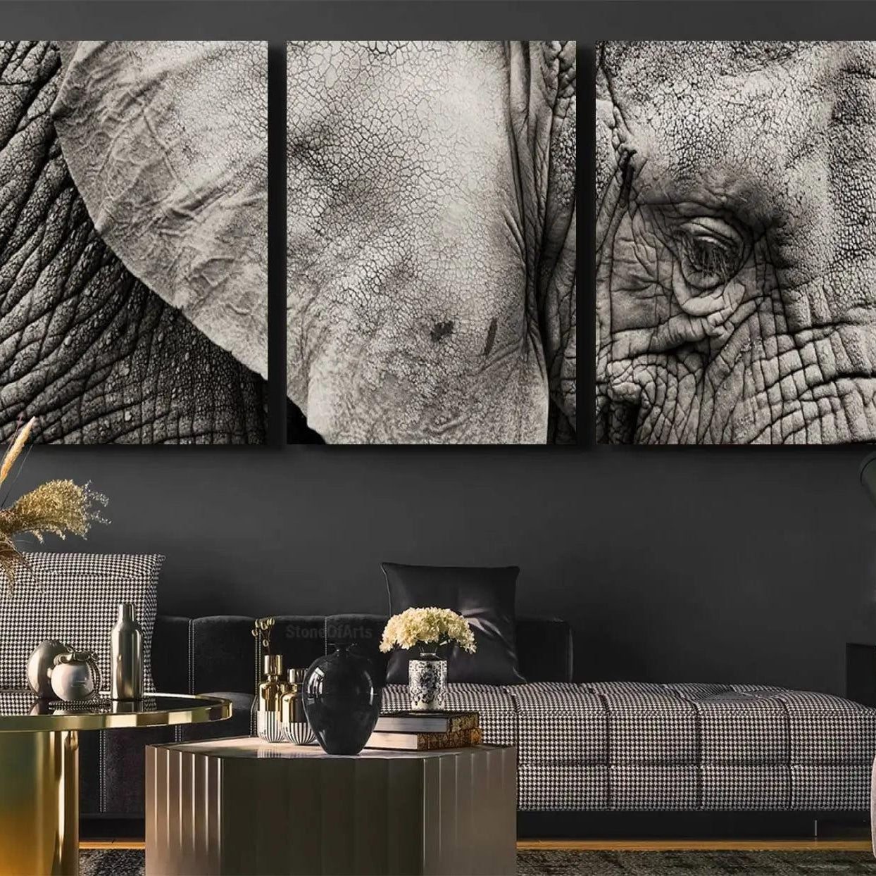 -Wall Art Animal Canvas Print Close Taken Elephant with Big Ivories