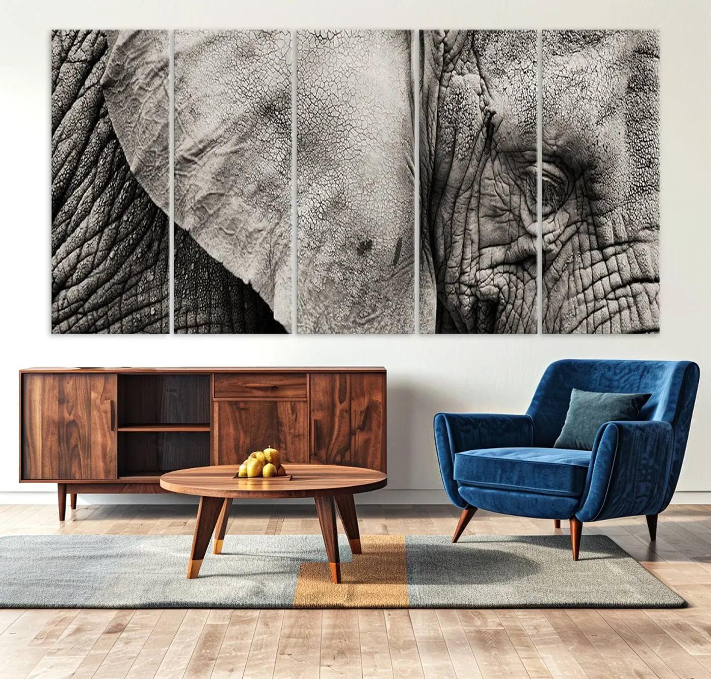 -Wall Art Animal Canvas Print Close Taken Elephant with Big Ivories