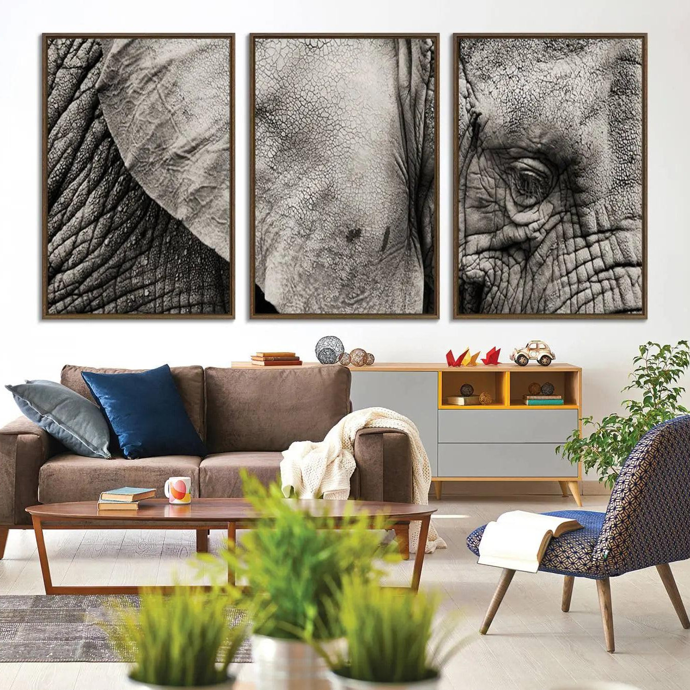 -Wall Art Animal Canvas Print Close Taken Elephant with Big Ivories