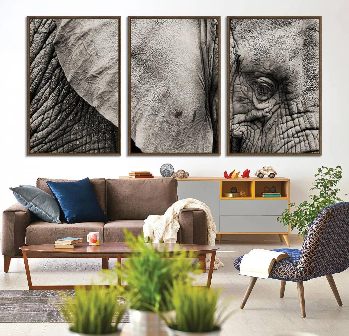 -Wall Art Animal Canvas Print Close Taken Elephant with Big Ivories