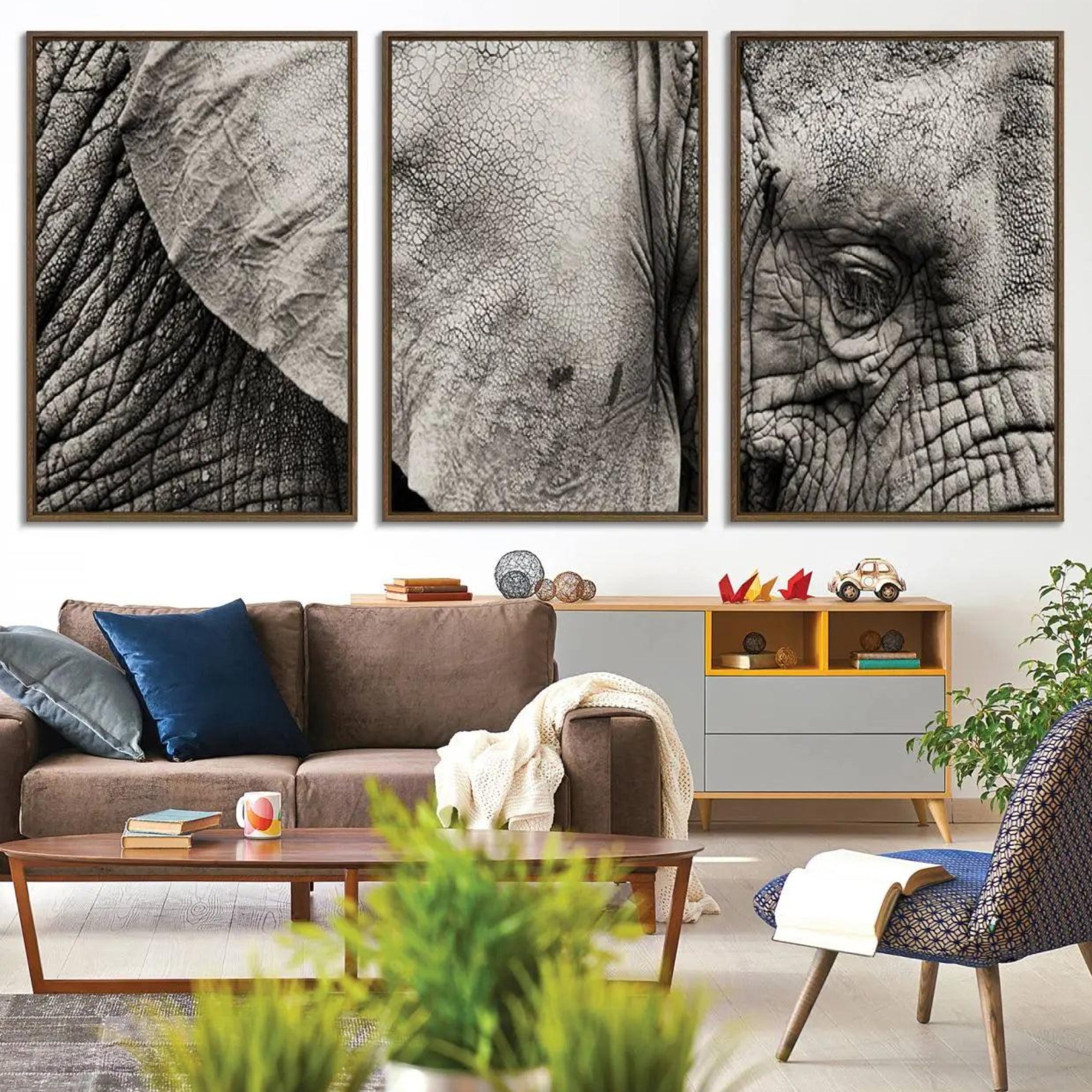 81193-MGV-CV-36X24-Wall Art Animal Canvas Print Close Taken Elephant with Big Ivories