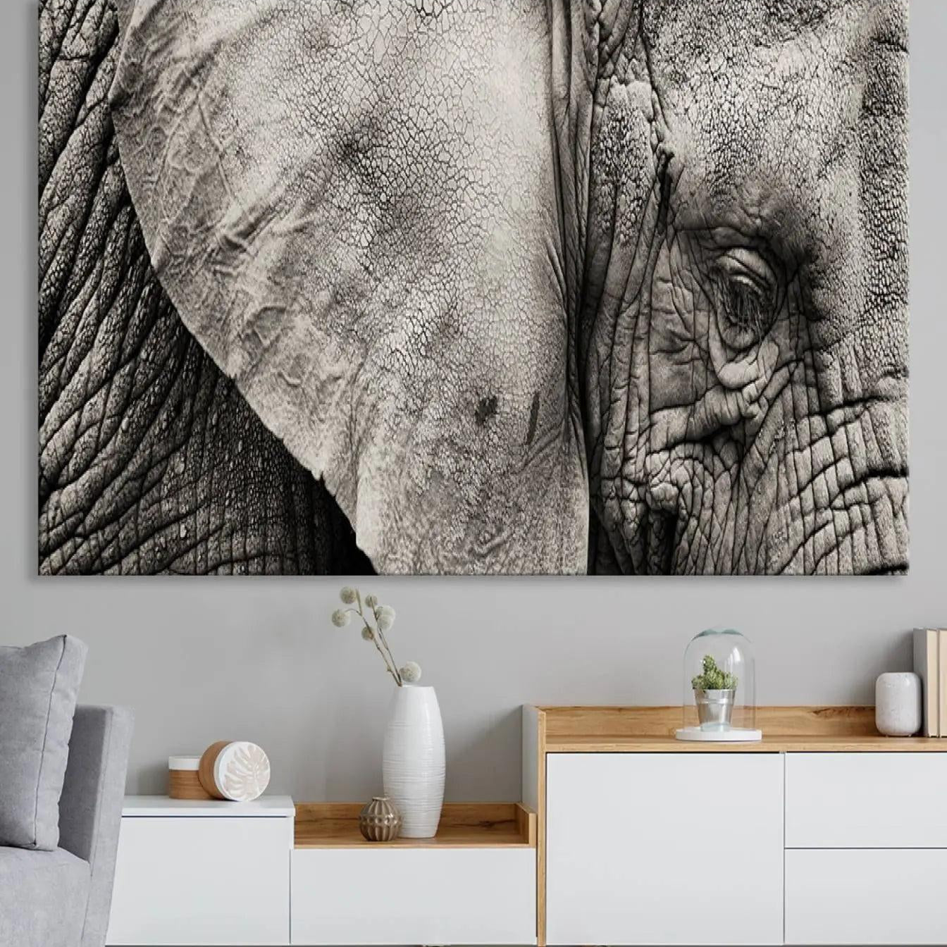 -Wall Art Animal Canvas Print Close Taken Elephant with Big Ivories