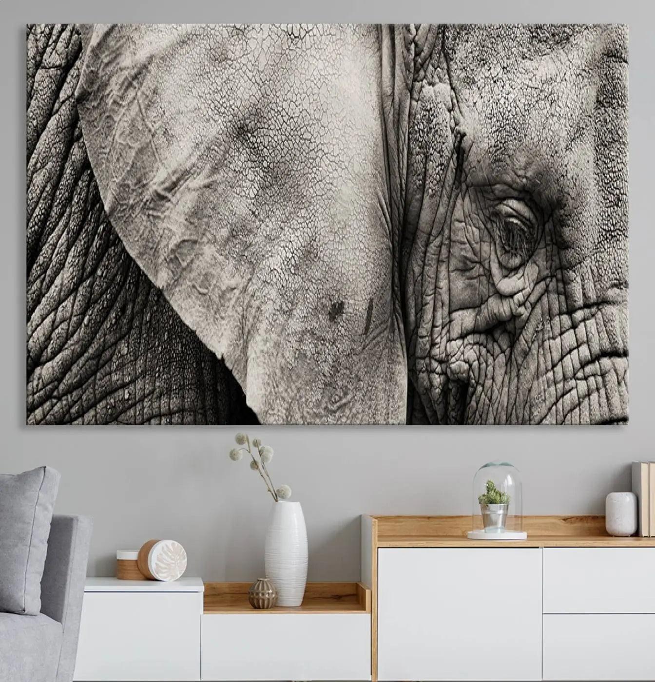 -Wall Art Animal Canvas Print Close Taken Elephant with Big Ivories