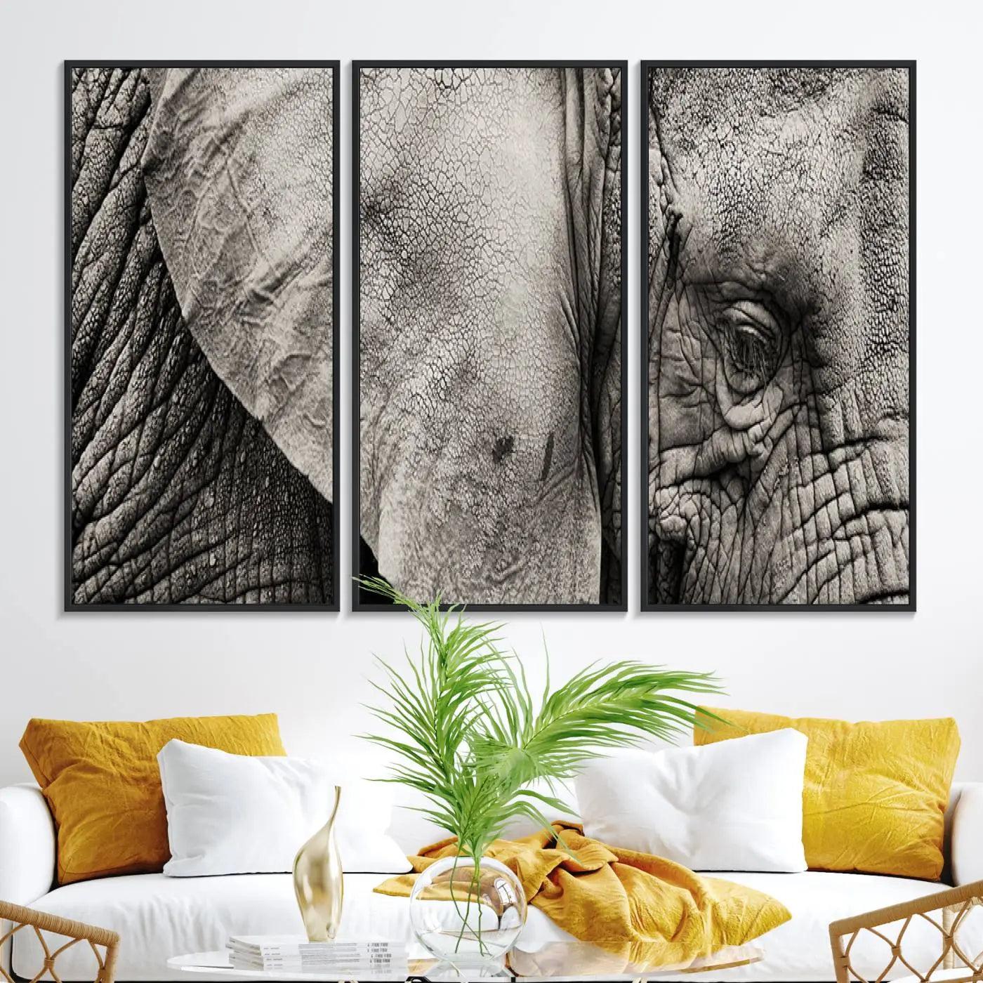 81193-MGV-FC-48X32-3P_Black-Wall Art Animal Canvas Print Close Taken Elephant with Big Ivories