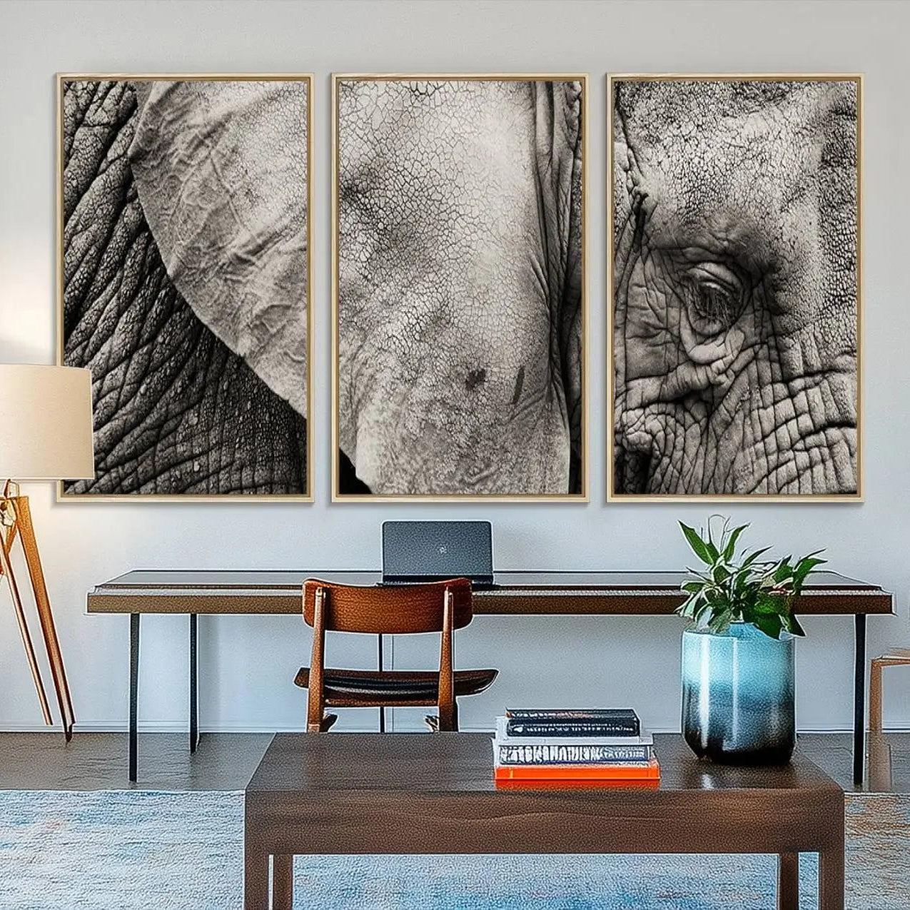 81193-MGV-FC-48X32-3P_Natural-Wall Art Animal Canvas Print Close Taken Elephant with Big Ivories