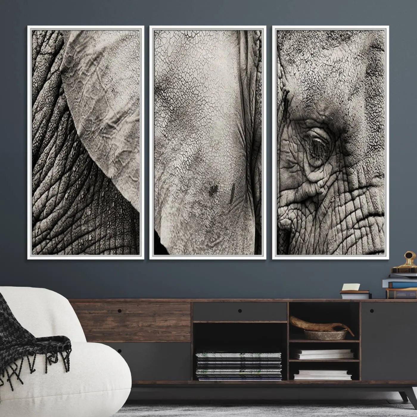 81193-MGV-FC-48X32-3P_White-Wall Art Animal Canvas Print Close Taken Elephant with Big Ivories
