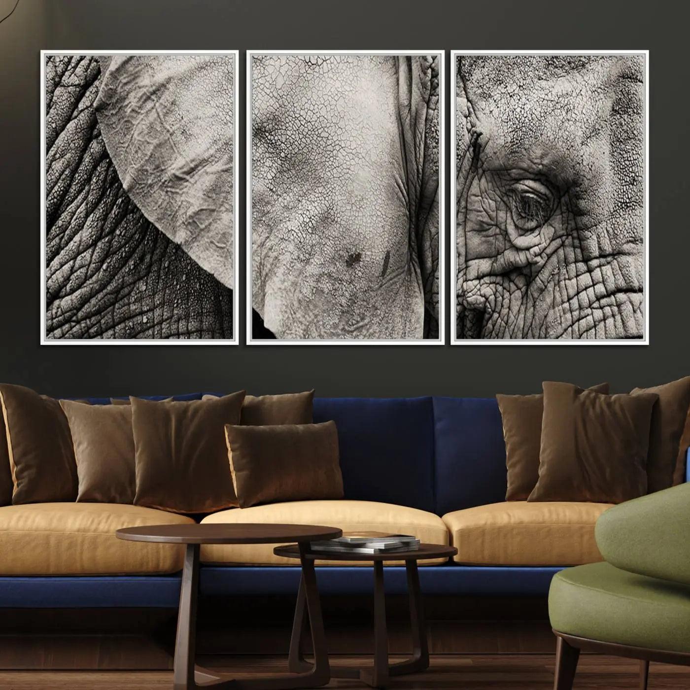 81193-MGV-FC-60X30-3P_White-Wall Art Animal Canvas Print Close Taken Elephant with Big Ivories