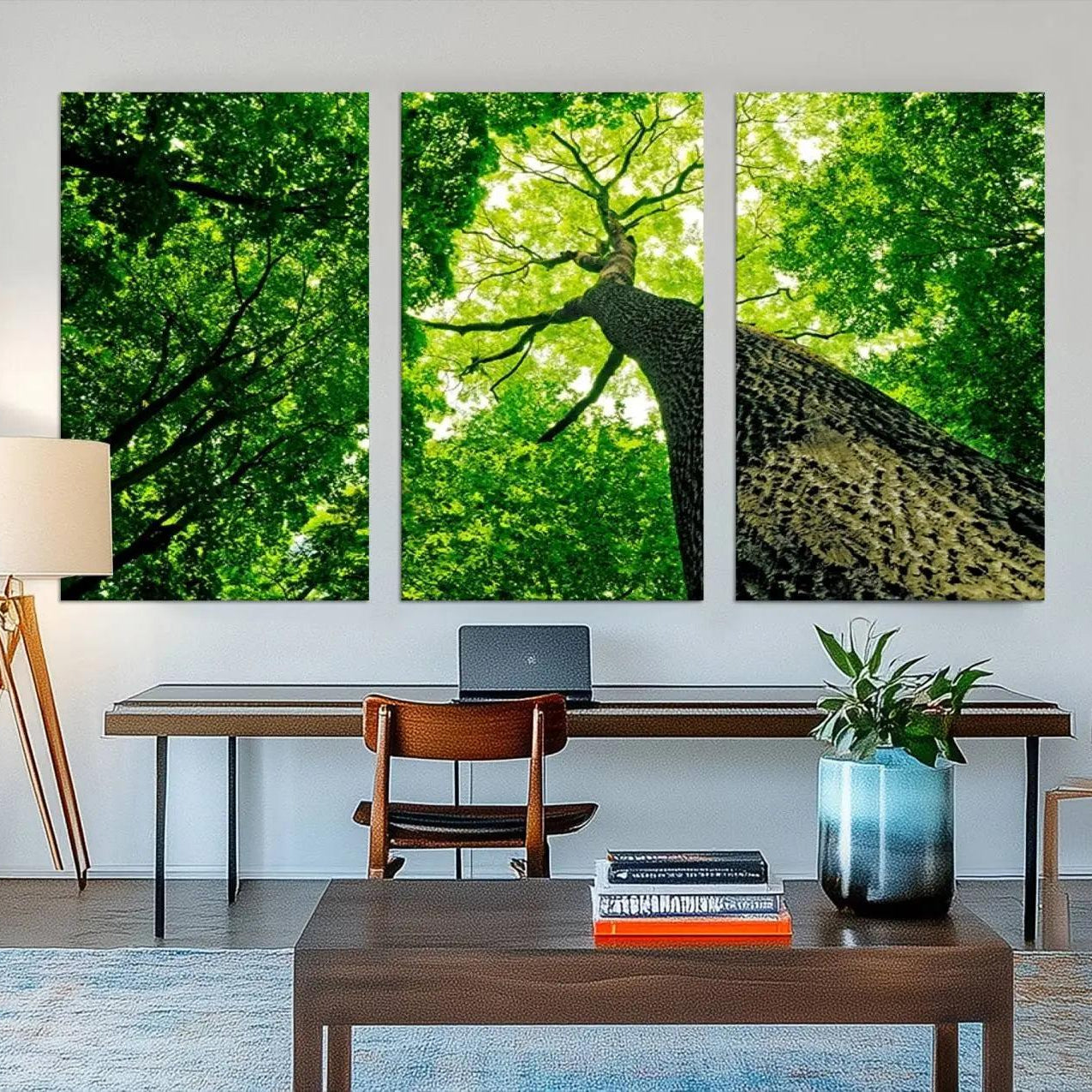 66341-MGV-CV-48X32-3P-Forest Wall Art Canvas Print - Green Tree Wall Art Print