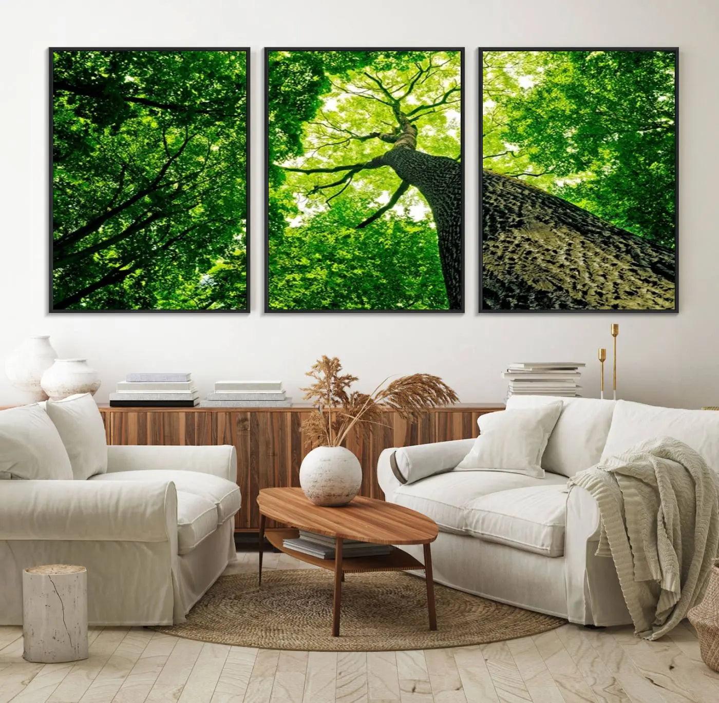 66341-MGV-FC-60X30-3P_Black-Forest Wall Art Canvas Print - Green Tree Wall Art Print