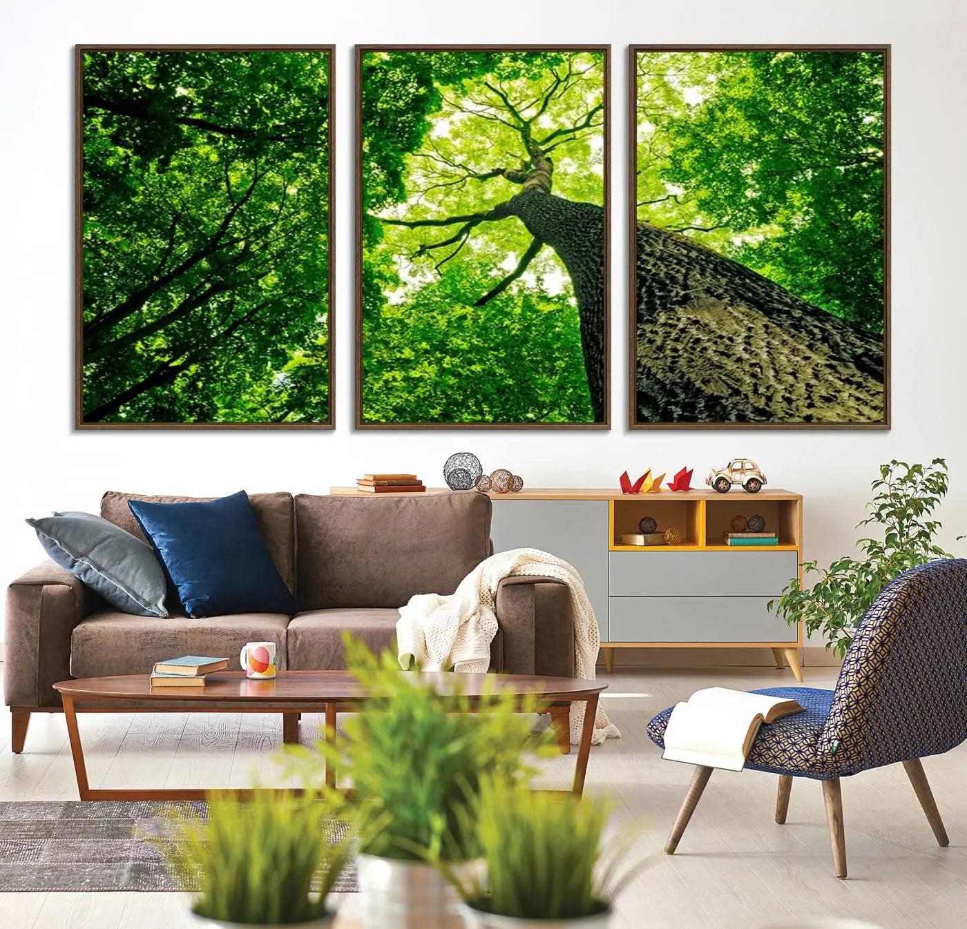 66341-MGV-FC-60X30-3P_Walnut-Forest Wall Art Canvas Print - Green Tree Wall Art Print