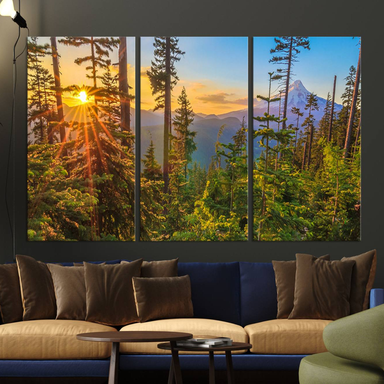 -Wall Art Landscape Canvas Print Red Leaves on Trees on Red Ground