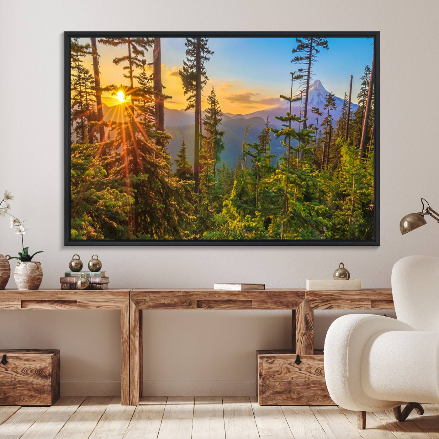 82424-MGV-FC-36X24_Black-Wall Art Landscape Canvas Print Red Leaves on Trees on Red Ground