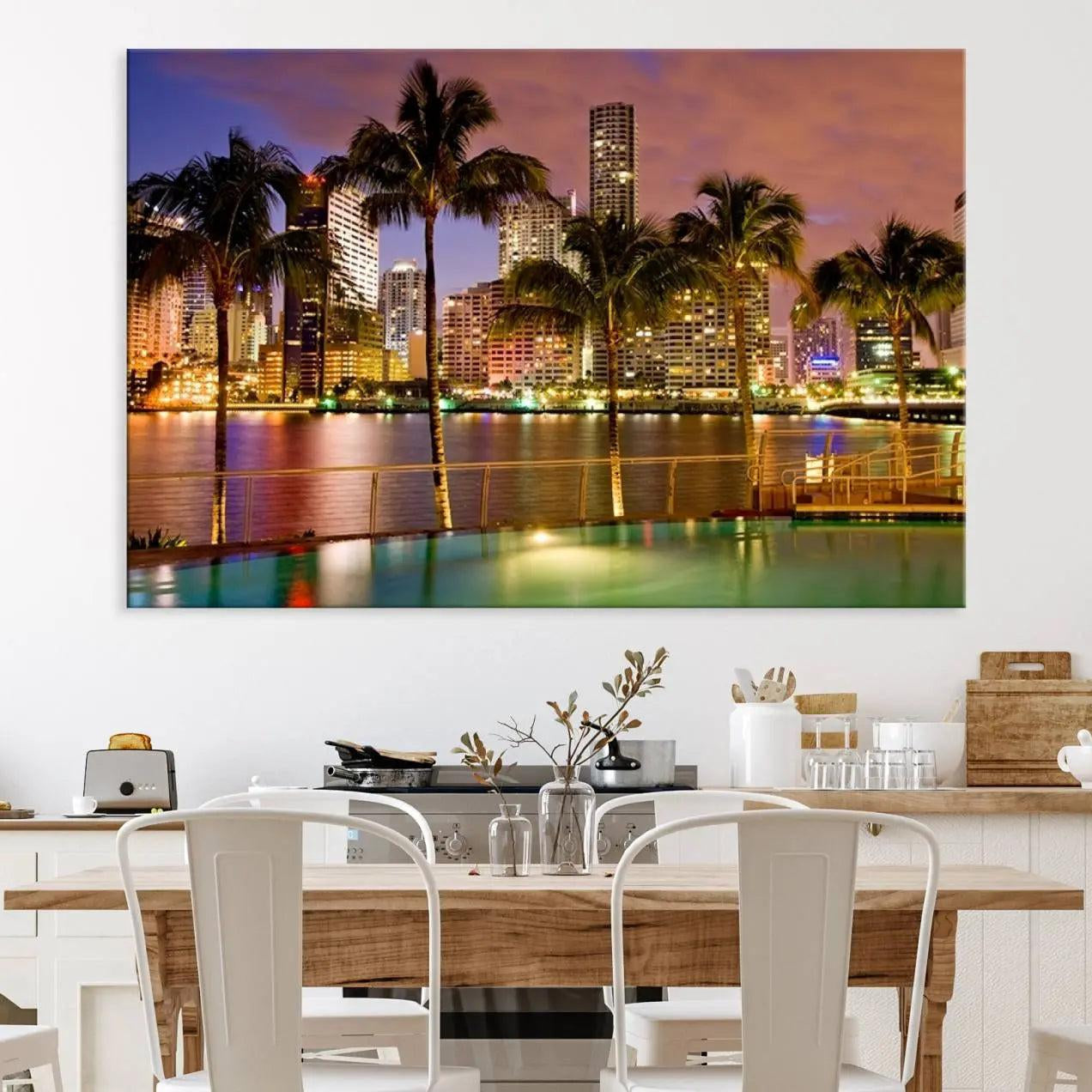 46534-MGV-CV-36X24-Wall Art MIAMI Canvas Print Miami Skyline with Palms