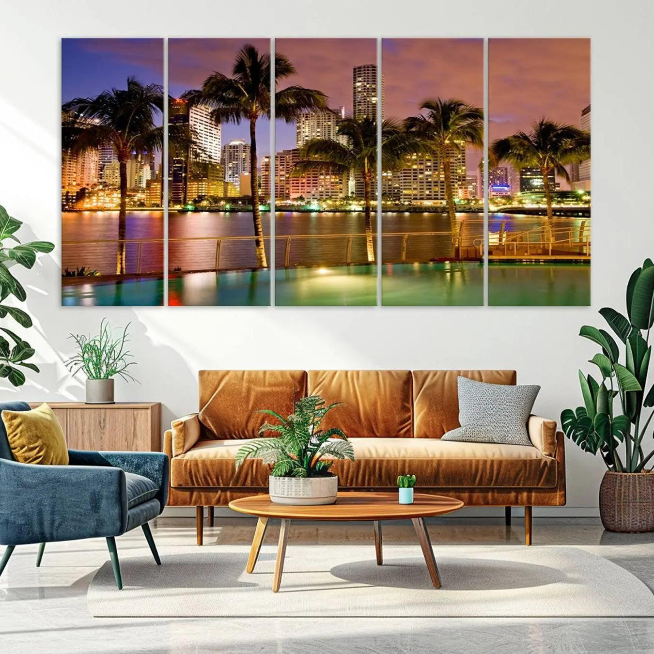-Wall Art MIAMI Canvas Print Miami Skyline with Palms