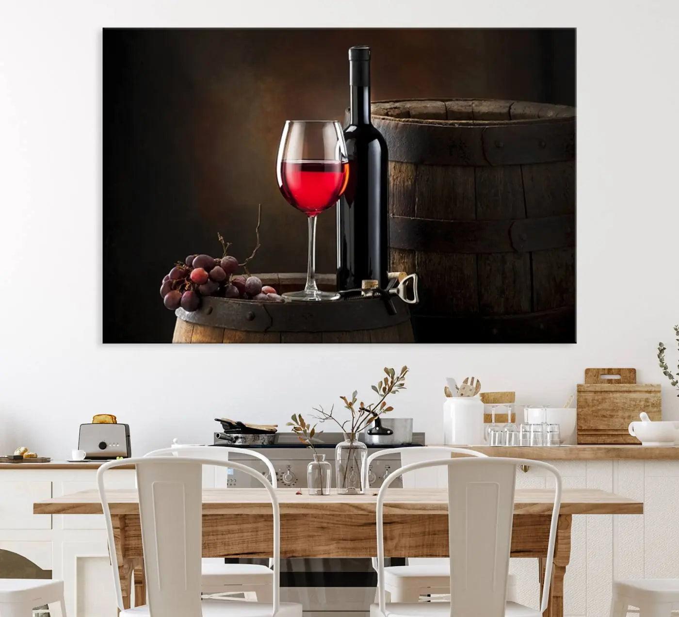 83702-MGV-CV-36X24-Wall Art Red Wine Bottle and Tun Canvas Print