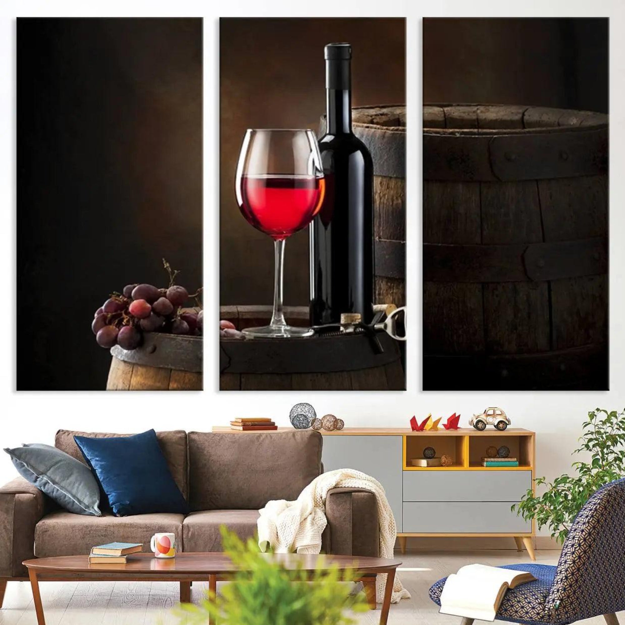 83702-MGV-CV-36X24-Wall Art Red Wine Bottle and Tun Canvas Print