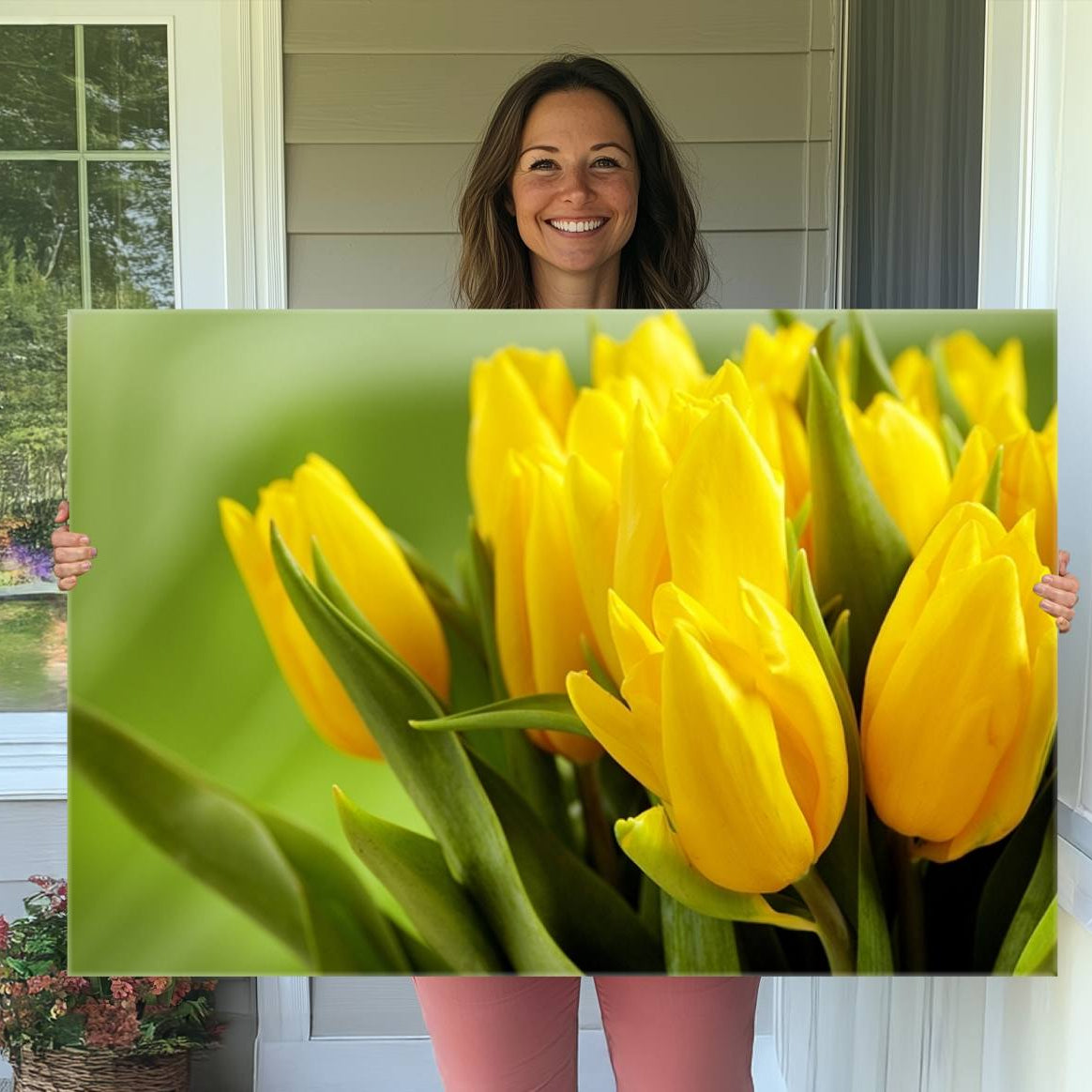 -Wall Art Yellow Tulips Canvas Print
