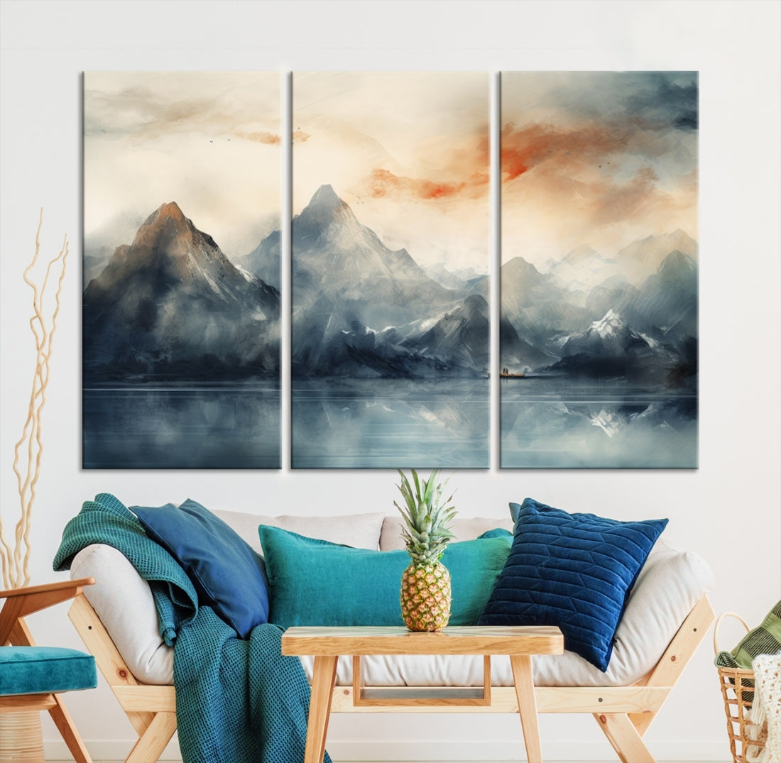 Edit-Images-Watercolor Abstract Misty Mountain Wall Art Canvas Print