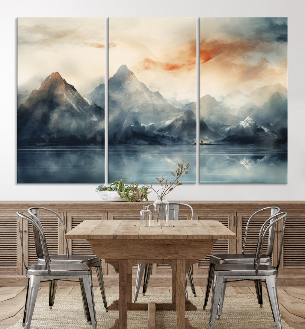 Edit-Images-Watercolor Abstract Misty Mountain Wall Art Canvas Print