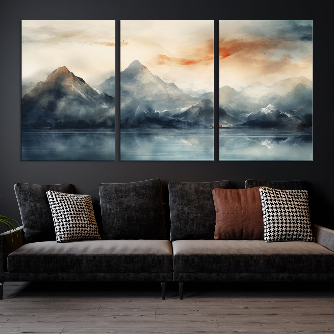 Edit-Images-Watercolor Abstract Misty Mountain Wall Art Canvas Print