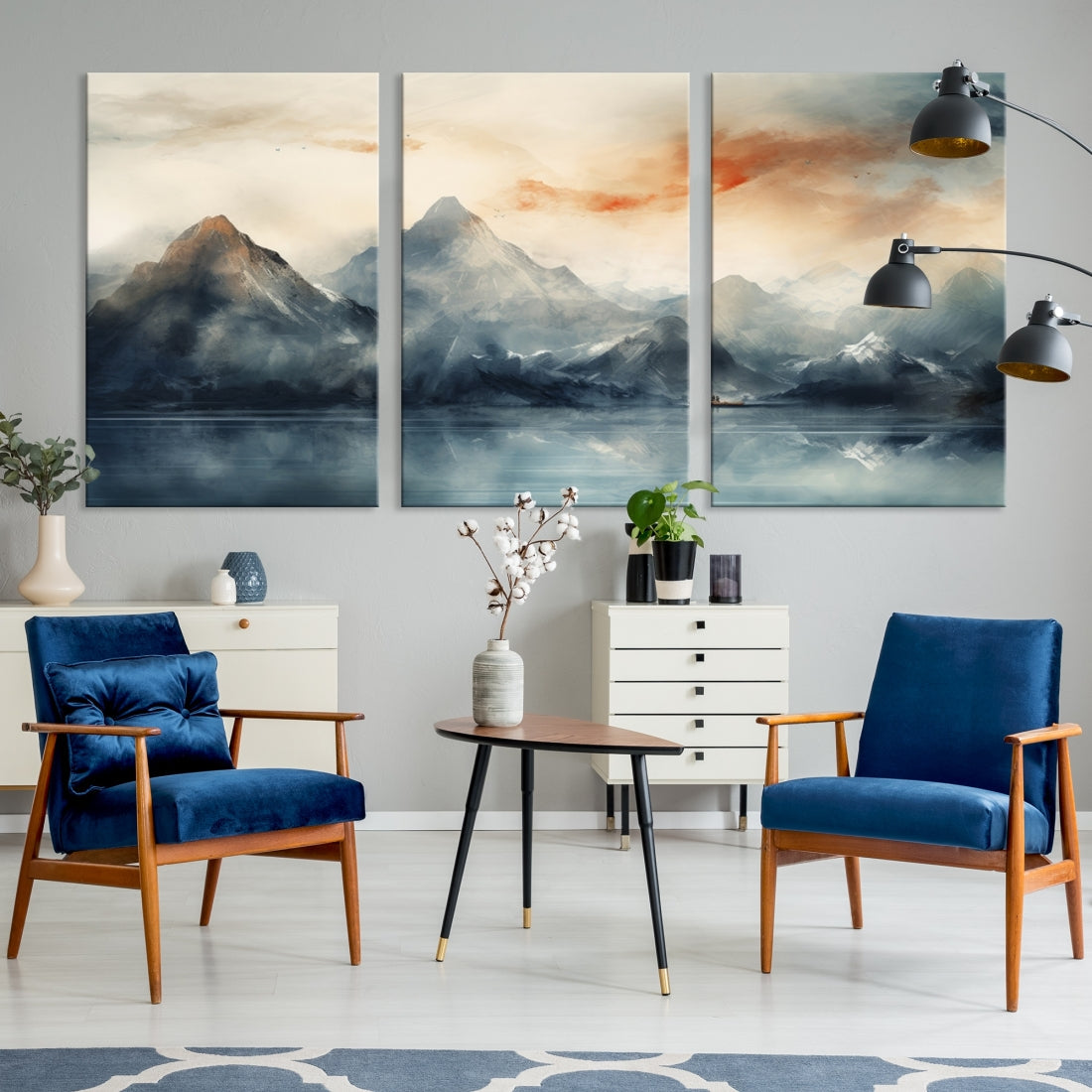 Edit-Images-Watercolor Abstract Misty Mountain Wall Art Canvas Print